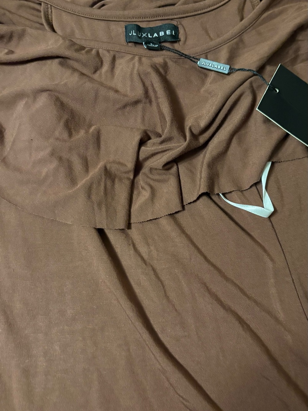 JLUXLABEL Off-Shoulder Brown Chocolate Estelle Ruffled Maxi Dress in size large - Picture 2 of 2